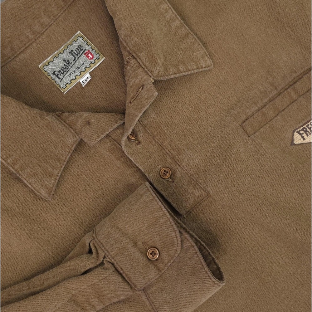 Vintage Fresh Jive Shirt Mens 2XL Brown Long Sleeve Overshirt Beach Surf 90s